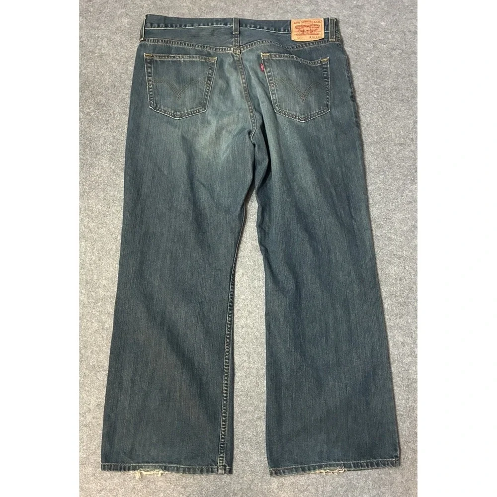 Vintage Y2K Levis 567 Loose Boot Cut Jeans 36x29 Baggy Wide Leg Faded Whiskers